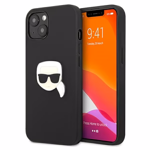 Karl Lagerfeld Odinis Ikonik Karl's Head Metalinis dėklas iPhone 13 mini - juodas