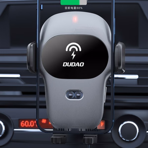 "Dudao" automatinis automobilinis laikiklis su integruotu Qi 15 W belaidžiu įkrovikliu pilkos spalvos (F20xs)