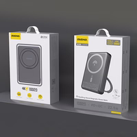 Dudao K28 10000mAh PD 22.5W Magnetinė išorinė baterija su metaliniu dėklu ir žiedo stovu - pilka