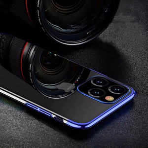 Skaidrus spalvotas dėklas Gel TPU su elektroplokštės rėmeliu Xiaomi Mi 11 raudonas