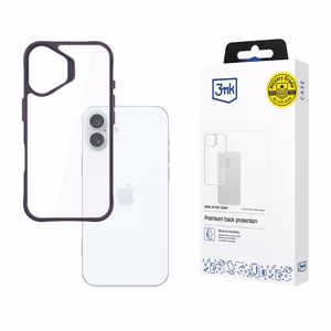 3mk Satin Armor dėklas telefonui violetinis Apple iPhone 16 Plus - permatomas