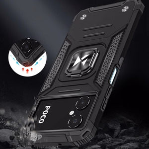 Wozinsky Ring Armor dėklas Samsung Galaxy A03 šarvuotas dangtelis magnetinis laikiklis žiedas juodas