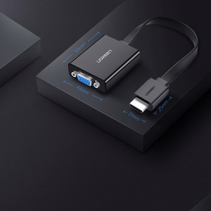 Ugreen adapteris HDMI - VGA micro USB / garso 3.5 mm mini jack juodas (40248)