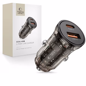 Tech-Protect CC01 45W 2-Port USB-A / USB-C Car Charger - Black