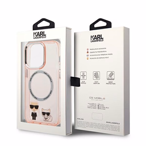Karl Lagerfeld KLHMP14XHKCP iPhone 14 Pro Max 6.7 "kietasis dėklas rožinis / rožinis Karl & Choupette aliuminis Magnetinis