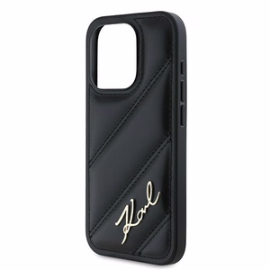 Karl Lagerfeld Diagonal Quilted Script dėklas telefonui iPhone 15 Pro - juodas