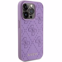 Guess Odinis 4G įspaustas dėklas telefonui iPhone 15 Pro Max - violetinis