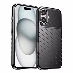 Thunder dėklas telefonui iPhone 16 Plus silikoninis dėklas - juodas