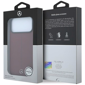 Mercedes Semi Wrap Iconic Line MagSafe odinis dėklas, skirtas iPhone 18 Pro Max / 17 Pro Max, bordo spalvos