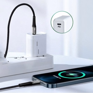 USB laidas Joryoom S-1224K2 juodas Type-C / Lightning 120cm (iki 20W)