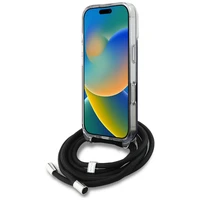 Karl Lagerfeld IML Crossbody Karl&Choupette Head Dėklas for iPhone 16 Pro - juodas