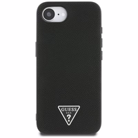 Guess Grained Triangle MagSafe dėklas telefonui iPhone 16e - juoda