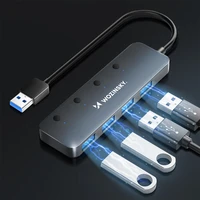 USB-A Hub Wozinsky WHS080YSS 4 x USB-A 3.0 su atskirais jungikliais, aliuminis, su 30 cm laidu - pilkas