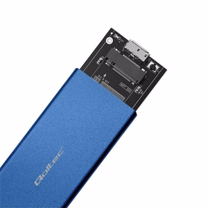 Qoltec 51832 dėklas | M.2 SSD | SATA | NGFF | USB 3.0 | Super speed 5Gb/s | 2TB | mėlynas