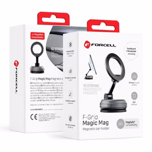 Магнитный автомобильный держатель Forcell F-Grip Magic Mag с присоской, совместимый с MagSafe, — чёрный