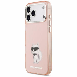 Karl Lagerfeld IML Aquarelle Choupette & Logo Magnetinis dėklas telefonui iPhone 17 Pro Max - rožinis