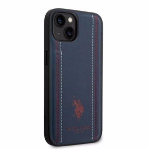 Dėklas telefonui (m) US Polo USHCP14MPFAV iPhone 14 Plus 6.7" - tamsiai mėlynas odinis siuvimas