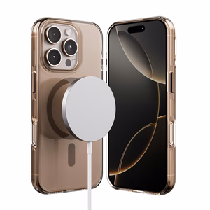 Crong Clear MAG Pro MagSafe dėklas, skirtas iPhone 16 Pro, dykumų smėlio spalvos