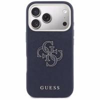 Guess HC PU FW RESIN LOGO BLUE dėklas iPhone 17 Pro 6,3"