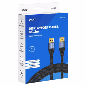 Savio CL-210 „DisplayPort“ kabelis 2 m Juoda