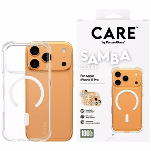 CARE by PanzerGlass Madingas Samba dėklas su baltu Magnetiniu iPhone 17 Pro - Skaidrus