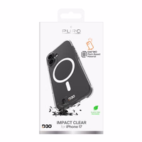 Puro Impact skaidrus D3O TPU+PC magnetinis dėklas telefonui iPhone 17 - permatomas