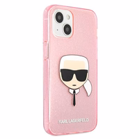 Karl Lagerfeld Glitter Karl's Head Dėklas iPhone 13 mini - rožinis