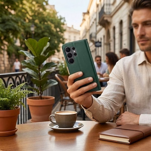 Atverčiamas dėklas Samsung A27 Split Book, žalias ir auksinis