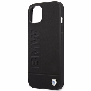 Dėklas BMW BMHCP14MSLLBK iPhone 14 Plus 6.7 - juodas odinis štampas