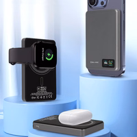 Blavec Išorinė baterija 10000mAh BJ-03 Plona 13,5mm - Type C - 22,5W magnetinė Magsafe 3 in 1 (PBBJ03-MC10G) pilka