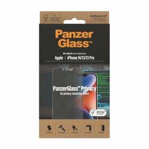 PanzerGlass Ultra-Wide Fit grūdintas stiklas antibakterinis privatumo iPhone 14/13 Pro/13