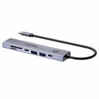 UNITEK USB-C 7-in-1 PD 100 W HDMI 2.0 HUB SU ĮJUNGIMO/IŠJUNGIMO MYGTUKU