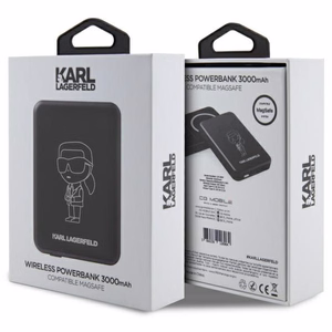 Karl Lagerfeld Ikonik MagSafe 5W 3000mAh indukcine isorine baterija - juoda