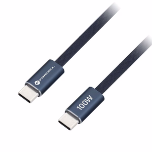 Laidas USB C į USB C Forcell F-Energy QC4.0 PD 5A 100W Cafule Flat 1,2 m CCFN23 tamsiai mėlynas