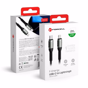 FORCELL F-ENERGY C259 kabelis Type C į Lightning PD 3A 27W Cafule 2 m juodas