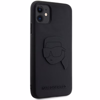 Karl Lagerfeld KLHCN613DRKNK iPhone 11 / Xr 6.1" juodas/juodas kietas dėklas guminis Karlo galva 3D