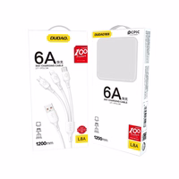 USB kabelis - USB C / micro USB / Lightning 480Mb/s 6A 1.2m - baltas