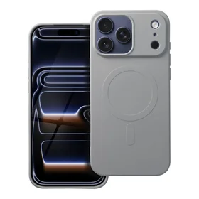 Silikoninis Magnetinis dėklas telefonui (su didele anga), suderinamas su MagSafe, skirtas iPhone 17 Pro Max, titano spalvos