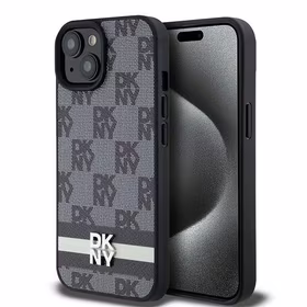 DKNY odinis languotas mono raštas ir spausdintos juostelės dėklas iPhone 15/14/13 - juodas