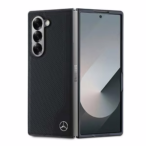 Mercedes Leather Wood Imitation MagSafe dėklas telefonui Samsung Galaxy Z Fold 6 - juodas