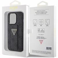 Guess dėklas telefonui su stovu Grip Stand 4G Triangle Strass iPhone 15 Pro Max - juodas