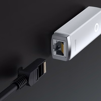 Baseus adapteris Lite Series - USB į RJ45 - 1000 Mbps (WKQX000102) baltas