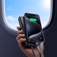 Joyroom JR-PBF19 22.5W 10000mAh išorinė baterija su dviem įmontuotais kabeliais - juoda