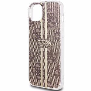 Guess IML 4G Gold Stripe dėklas telefonui iPhone 15 Plus / 14 Plus - rudas