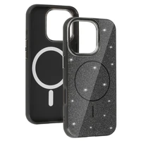 Magnetinis Itin Plonas Blizgus dėklas Iphone 15 Pro juoda