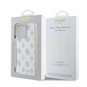 Guess Bijūnų užrašas Magnetinis dėklas telefonui iPhone 16 Pro - baltas