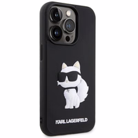 Karl Lagerfeld KLHCP14X3DRKHNK iPhone 14 Pro Max 6.7" juodas/juodas kietas dėklas Rubber Choupette 3D