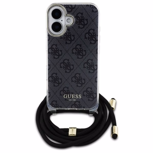 Guess Kryžminis Laidas 4G Spausdintas dėklas iPhone 16 - juodas