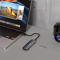 USB-A Hub Wozinsky WHS080YSS 4 x USB-A 3.0 su atskirais jungikliais, aliuminis, su 30 cm laidu - pilkas