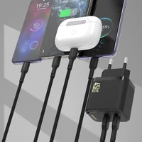 Dudao A28PCEU PD 45W GaN 2xUSB-C Wall Įkroviklis with USB-C Laidas - Juodas